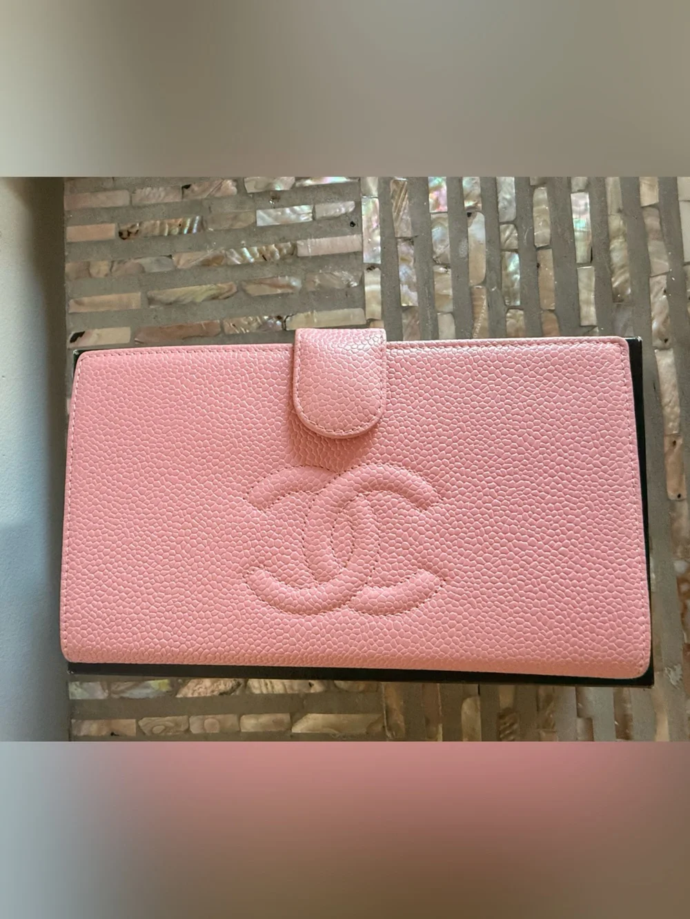 CHANEL pink leather